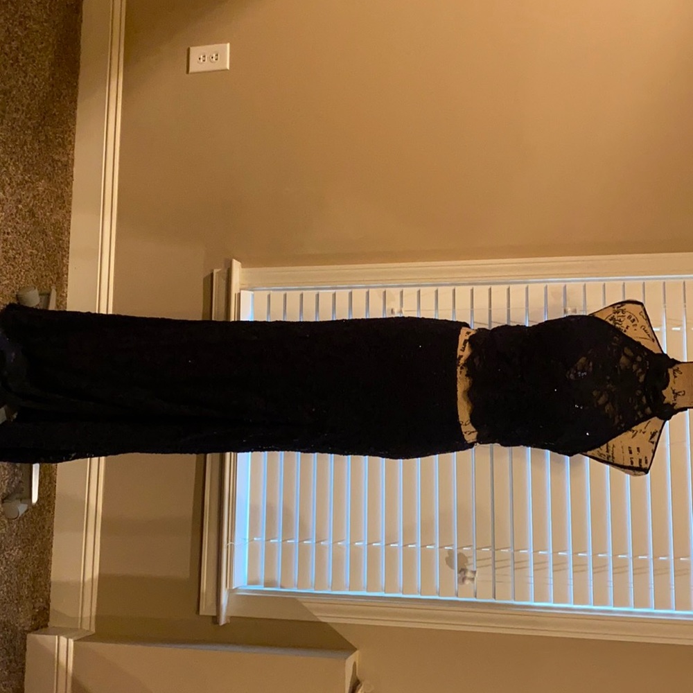 Navy Blue sequins two pice dress w/ split on side
